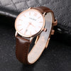 CAGARNY 6879 Fashion imported Quartz Wrist Watch with Leather Band (Brown+ White)