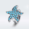 Blue Full Diamond Starfish Beaded Sterling Silver S925 Loose Beads DIY Bracelet Silver Beads