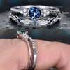 2 PCS/Set Women Fashion Zircon Gemstone Ring 7(Blue)