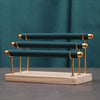 Removable Solid Wooden Base Ring Display Metal Stand Sponge Bar Ring Storage Rack, Style: Three Layers Green