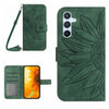 For Samsung Galaxy A26 5G Skin Feel Sun Flower Embossed Flip Leather Phone Case with Lanyard(Green)