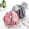 Lovely Thick Women Satin Colorful Double Waterproof Hair Cover Bathing Cap(Pink)