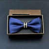 Polyester Yarn Diamond Bow Tie Metal Bow for Men(Blue Spot)