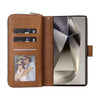 For Samsung Galaxy S25 Ultra 5G 9-Card Slots Zipper Wallet Bag Leather Phone Case(Brown)