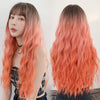 Gradient Long Curly Hair Big Wave Chemical Fiber Simulation Hair Women Bangs Full Top Hair Cover(Coral Orange Gradient 68CM)
