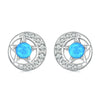 BSE746 Sterling Silver S925 White Gold Plated Zirconia Opal Star and Moon Earrings