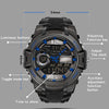 SANDA 6015 Men Multifunctional Waterproof Luminous Sports Watch(Black)