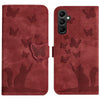 For Samsung Galaxy A56 5G Butterfly Cat Embossing Flip Leather Phone Case(Red)