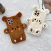 For iPhone 14 Plus 3D Smiling Little Bear Plush Phone Case(White)