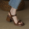 Summer Platform Mid Heel Open Toe Sandals, Size: 36(Brown)