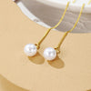 E2210-2 Pearl Long Ear Wire Women Simple Earrings