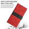 For iPhone 14 Grid Stitching Leather Phone Case with Lanyard(Red)