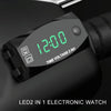 Motorcycle Multi-functional 2 in 1 Digital Display Voltmeter + Electronic Clock, 6-30V IP67 (Green Light)
