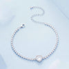 BSB098 S925 Sterling Silver Sparkling White Gold Plated Heart Zirconia Bracelet
