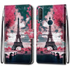 For Alcatel 1SE 2020 Coloured Drawing Cross Texture Horizontal Flip PU Leather Case with Holder & Card Slots & Wallet & Lanyard(Pink Flower Tower Bridge)