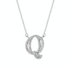 Women Fashion S925 Sterling Silver English Alphabet Pendant Necklace, Style:Q