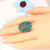 Women Charms Bohemia Jewelry Antique Resin Ethnic Rings, Ring Size:7(Blue)