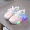 WISDOMFROG Girls Sneakers LED Light Up Boys Gradient Mesh Shoes Children Footwear, Size: 26(White)