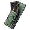 For Samsung Galaxy A36 Carbon Fiber Fold Stand Elastic Card Bag Phone Case(Green)