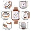 SKMEI 9207 Fashion Creative Simple Watch Men Magnetic Buckle Mesh Belt Steel Belt Couple Quartz Watch(Rose Gold White)
