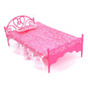 Mini Beautiful Plastic Bed Bedroom Furniture for Dolls Dollhouse Random Color Delivery