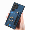 For Samsung Galaxy S25 Ultra 5G Retro Skin-feel Ring Multi-card Wallet Phone Case(Blue)