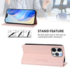 For iPhone 13 Pro Max RC01 Dual-Folded Magnetic Suction RFID Leather Phone Case(Pink)