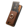 For Samsung Galaxy A05s Retro Cross Leather Ring Vertical Insert Card Bag MagSafe Phone Case(Brown)