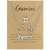 3 In 1 12 Zodiac Signs Necklace Set Retro Alphabet Symbols With Diamonds Jewelry Set, Style: Gemini Silver