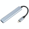 S-209 3 in 1 8 Pin Male to Dual USB 2.0 + USB 3.0 Female Adapter HUB(Silver Grey)