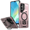 For Samsung Galaxy A16 5G Shield Hollow Frame Holder MagSafe Phone Case(Rose Gold)