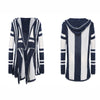 Women Striped Hooded Knit Cardigan Irregular Long-sleeved Sweater Jacket, Size: M(Dark Brown)