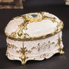 Metal Oval Diamond Jewelry Storage Box Birthday Wedding Gift, Size: 11x7.5x7cm(Gold White)