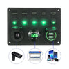 RV Yacht Car Combination Cat Eye Switch Dual USB Car Charging Control Panel With Voltmeter (Green Light)