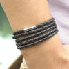 Couple Leather Bracelet Men Charm Vintage Black Bracelet(Black)