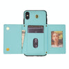 For iPhone X / XS Three Fold Card Bag Phone Case with Long Lanyard(Mint)