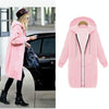 Women Hooded Long Sleeved Sweater In The Long Coat, Size:L(Phosphor)