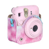 For FUJIFILM instax mini 12 Painted Full Body Leather Case Camera Bag with Strap(Blue Pink)(Black)