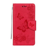 For Galaxy J7 (2017) (EU Version) Pressed Flowers Butterfly Pattern Horizontal Flip Leather Case with Holder & Card Slots & Wallet & Lanyard (Red)