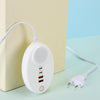 YF-106 USB- C / Type-Cx2+USBx2 Oval PD Socket Phone Charger with Light, Plug Type:EU Plug(White)