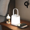 LED Smart Bedside Night Light Portable Lantern with Wireless Charging Function (White)