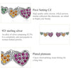 S925 Sterling Silver Colorful Heart Ear Stud Women Earrings