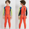 DIVE&SAIL WS-18816 Children Diving Suit One-piece Long-sleeved Swimsuit Sunscreen Hot Spring Surfing Suit, Size:S(Orange Red Green Sleeves)