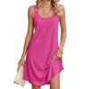 Women Summer Round Neck Halter Loose Sleeveless Dress, Size: S(Rose Pink)