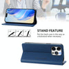 For iPhone 15 Pro RC01 Dual-Folded Magnetic Suction RFID Leather Phone Case(Dark Blue)