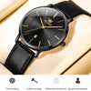 OLEVS 5869 1 Pair Couple Waterproof Genuine Leather Strap Quartz Watch(Black)