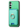 For Samsung Galaxy A35 5G Retro Cross Leather Ring Vertical Insert Card Bag MagSafe Phone Case(Green)