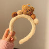 Cartoon Bear Hair Bands Plush Headdress Versatile Hairball Hair Accessories(Beige)