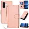 For Samsung Galaxy A36 5G YX0070 Carbon Fiber Buckle Leather Phone Case with Lanyard(Pink)