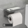 Stainless Steel Bathroom Roll Paper Holder No-Punch Cell Phone Storage Shelf, Style: Paper Rack (Gray)